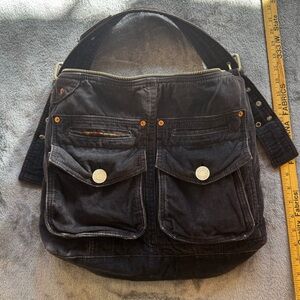 GAP Y2K Large Baby Cord Black / Navy Hobo